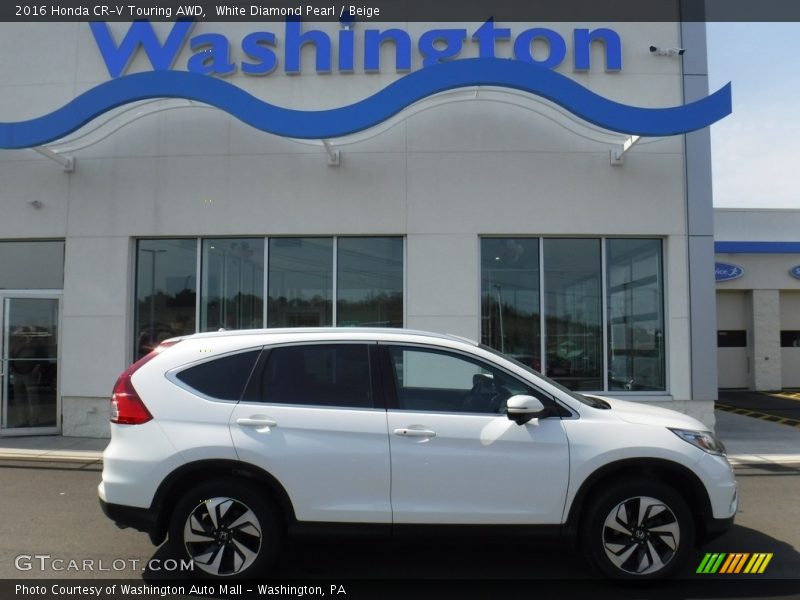 White Diamond Pearl / Beige 2016 Honda CR-V Touring AWD