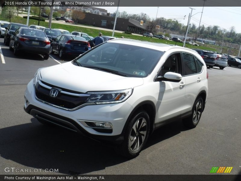 White Diamond Pearl / Beige 2016 Honda CR-V Touring AWD