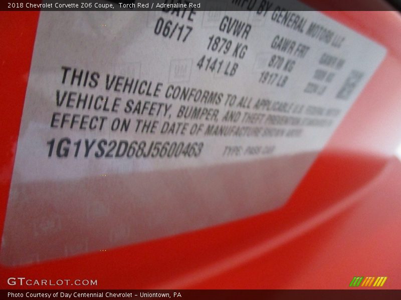 Torch Red / Adrenaline Red 2018 Chevrolet Corvette Z06 Coupe