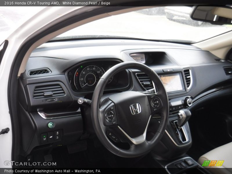 White Diamond Pearl / Beige 2016 Honda CR-V Touring AWD