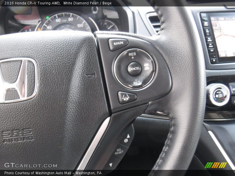 White Diamond Pearl / Beige 2016 Honda CR-V Touring AWD