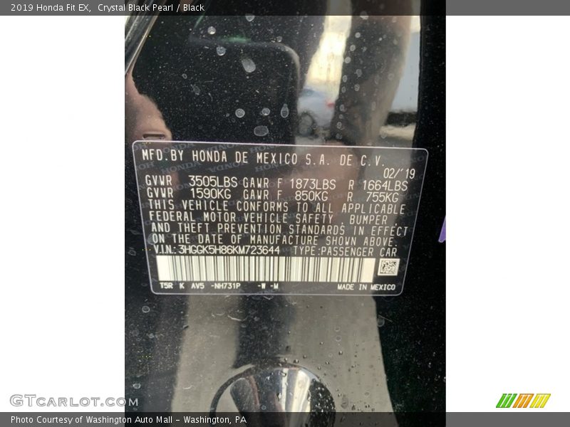 Crystal Black Pearl / Black 2019 Honda Fit EX