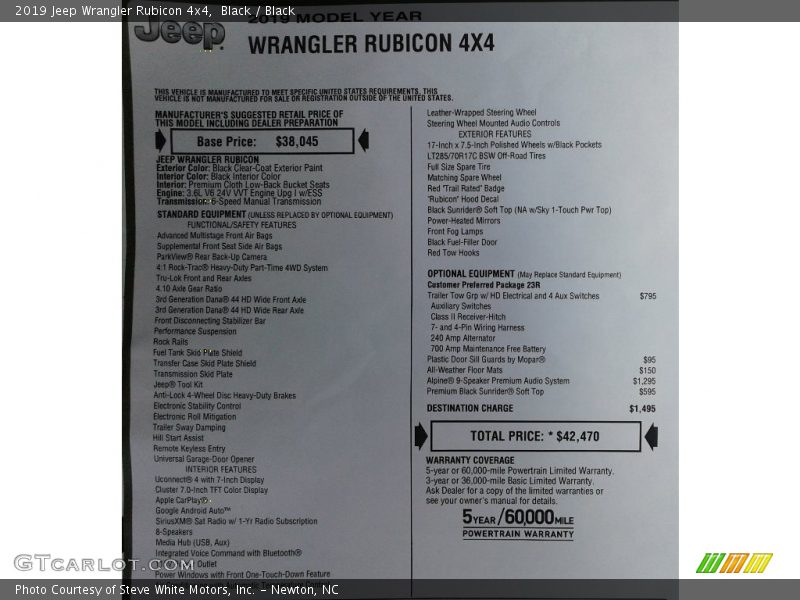 Black / Black 2019 Jeep Wrangler Rubicon 4x4