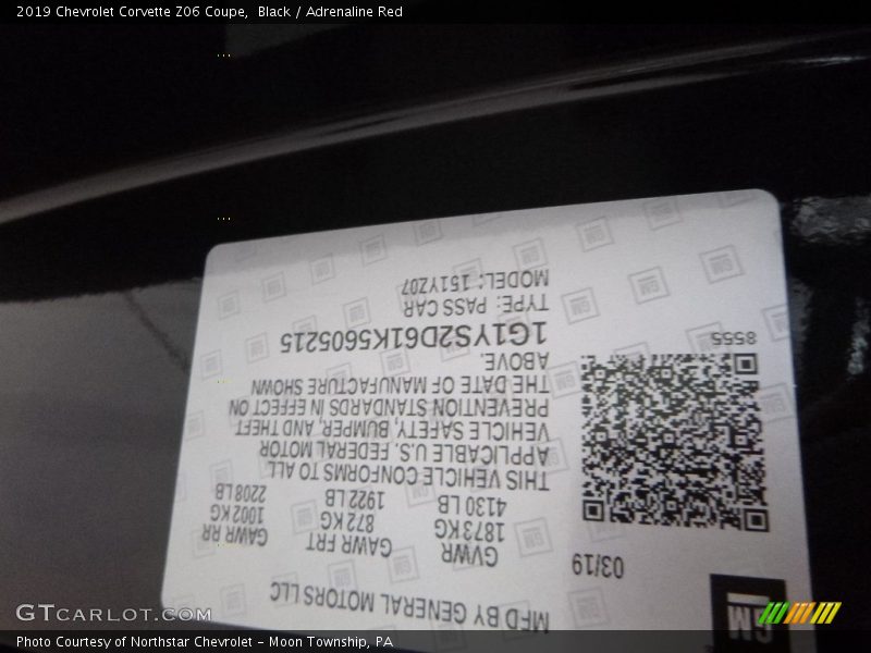 Black / Adrenaline Red 2019 Chevrolet Corvette Z06 Coupe