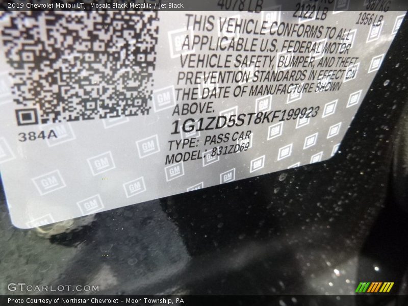 Mosaic Black Metallic / Jet Black 2019 Chevrolet Malibu LT