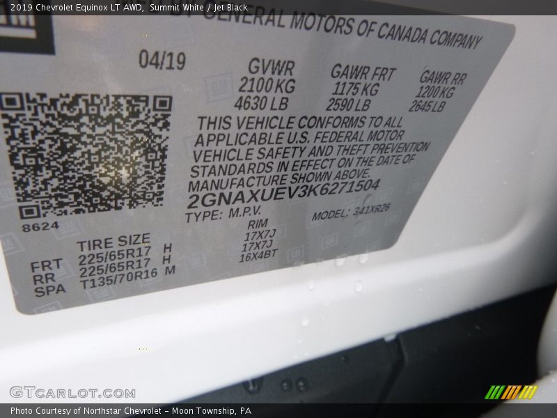 Summit White / Jet Black 2019 Chevrolet Equinox LT AWD