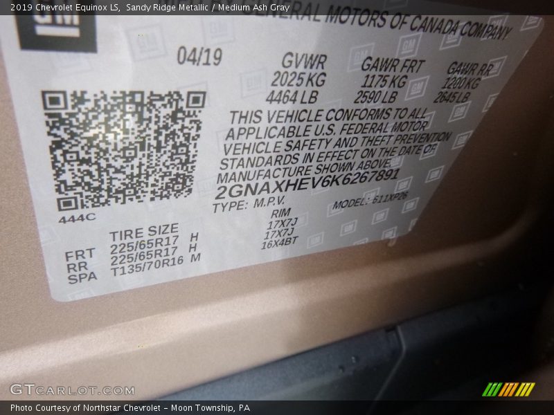 Sandy Ridge Metallic / Medium Ash Gray 2019 Chevrolet Equinox LS