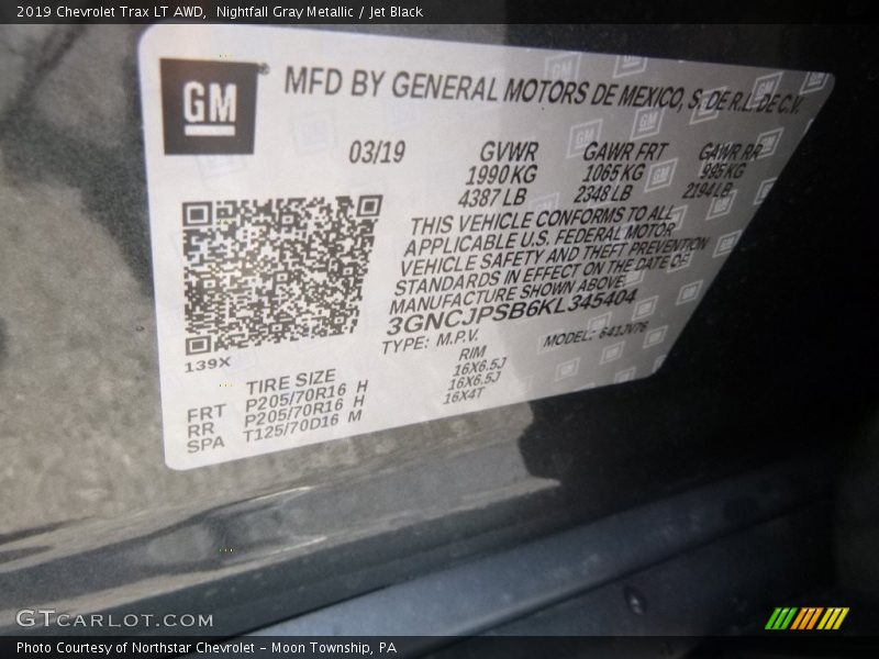 Nightfall Gray Metallic / Jet Black 2019 Chevrolet Trax LT AWD