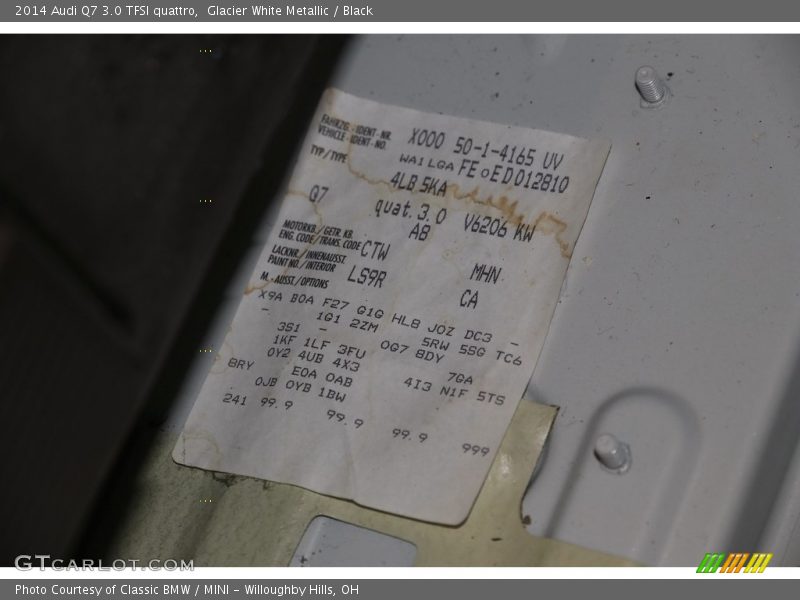 Glacier White Metallic / Black 2014 Audi Q7 3.0 TFSI quattro