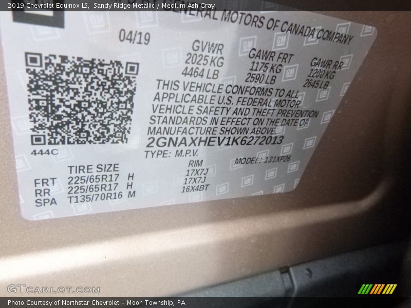 Sandy Ridge Metallic / Medium Ash Gray 2019 Chevrolet Equinox LS