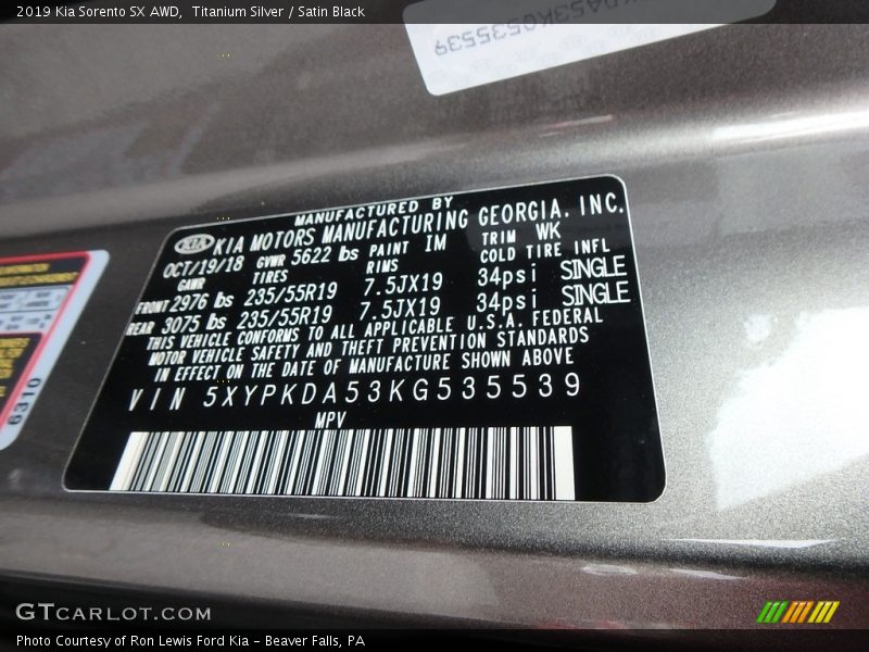 2019 Sorento SX AWD Titanium Silver Color Code IM
