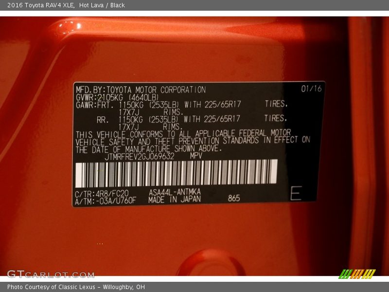 Hot Lava / Black 2016 Toyota RAV4 XLE