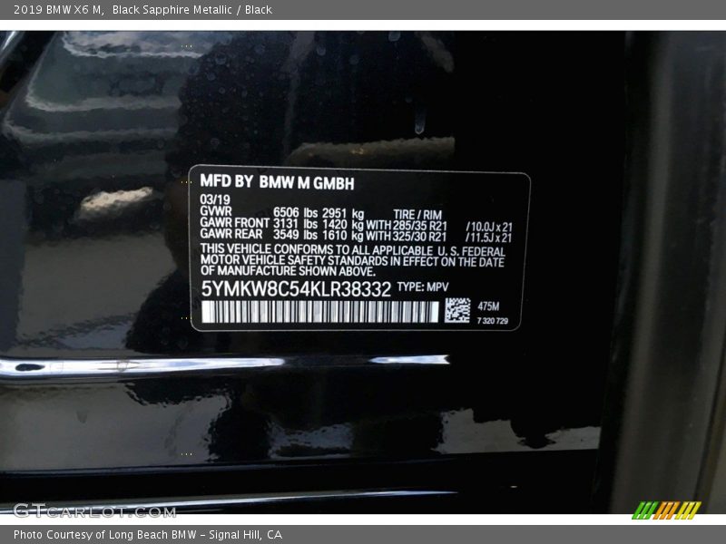 Black Sapphire Metallic / Black 2019 BMW X6 M