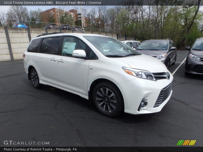 Blizzard Pearl White / Chestnut 2019 Toyota Sienna Limited AWD