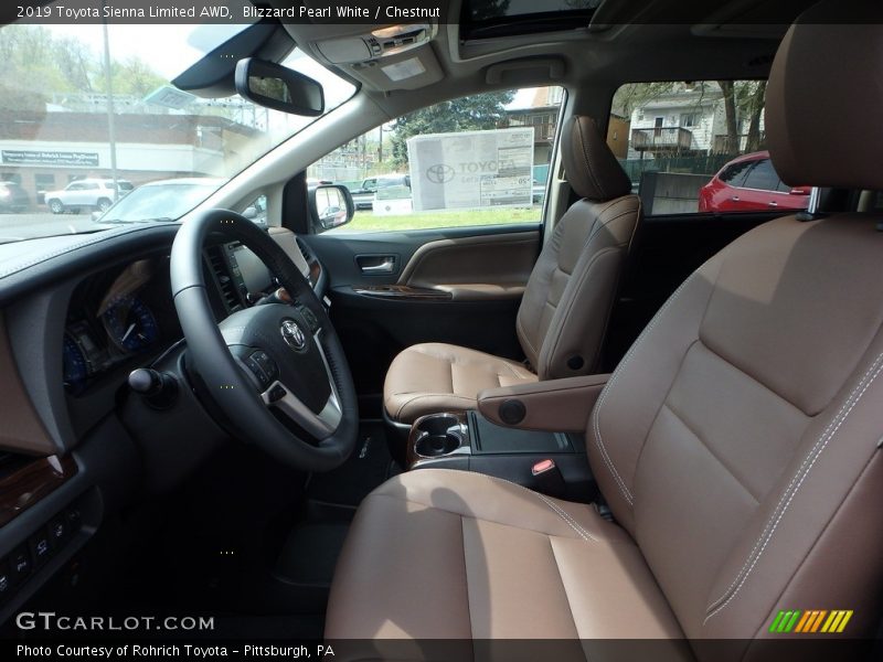 Blizzard Pearl White / Chestnut 2019 Toyota Sienna Limited AWD