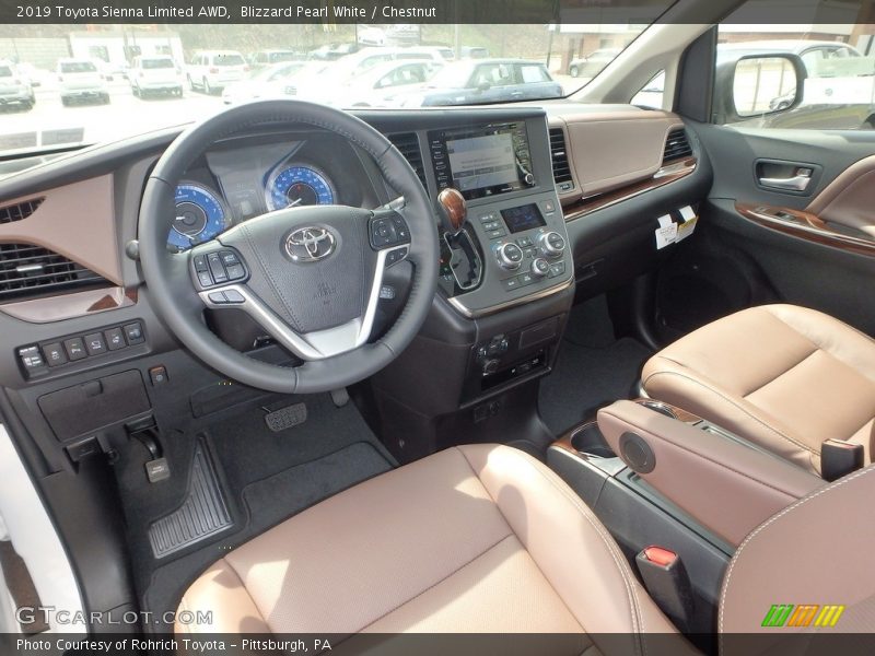 Blizzard Pearl White / Chestnut 2019 Toyota Sienna Limited AWD