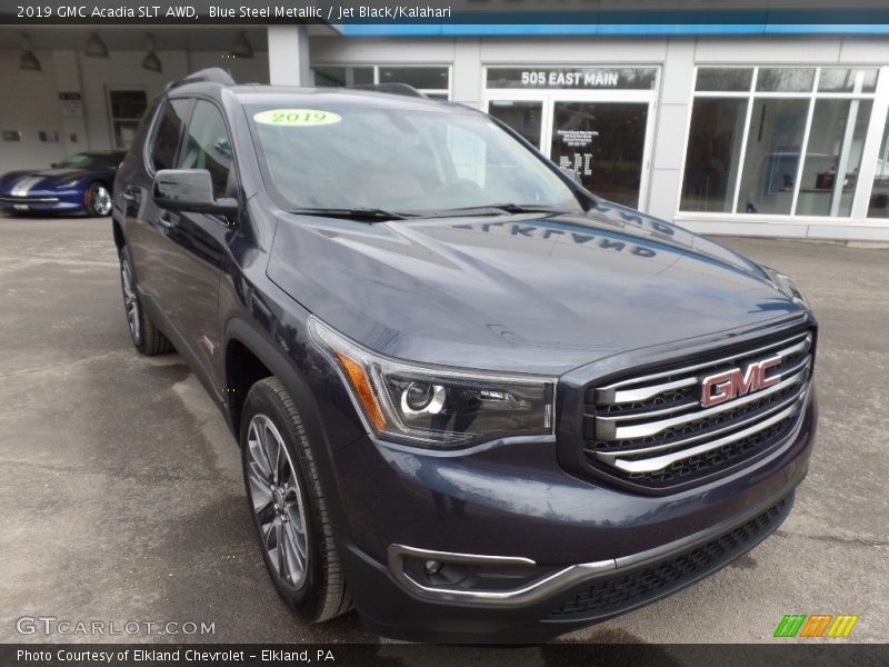 Blue Steel Metallic / Jet Black/Kalahari 2019 GMC Acadia SLT AWD