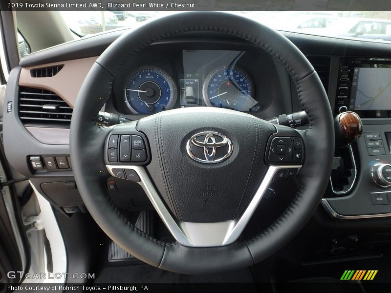 Blizzard Pearl White / Chestnut 2019 Toyota Sienna Limited AWD