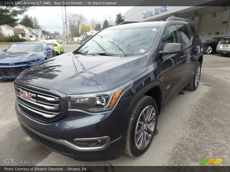 Blue Steel Metallic / Jet Black/Kalahari 2019 GMC Acadia SLT AWD