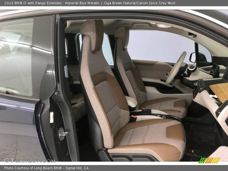 Imperial Blue Metallic / Giga Brown Natural/Carum Spice Grey Wool 2019 BMW i3 with Range Extender