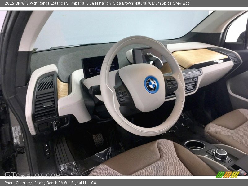 Imperial Blue Metallic / Giga Brown Natural/Carum Spice Grey Wool 2019 BMW i3 with Range Extender