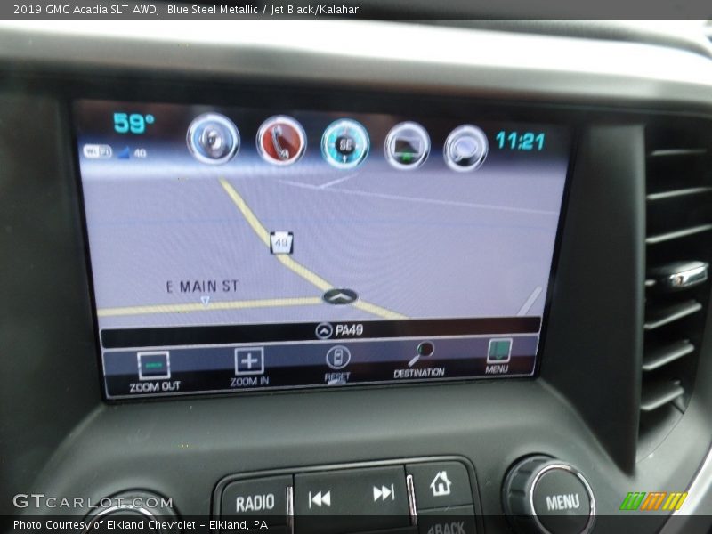 Blue Steel Metallic / Jet Black/Kalahari 2019 GMC Acadia SLT AWD
