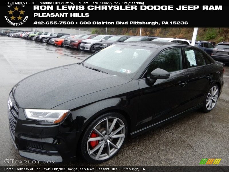 Brilliant Black / Black/Rock Gray Stitching 2017 Audi S3 2.0T Premium Plus quattro