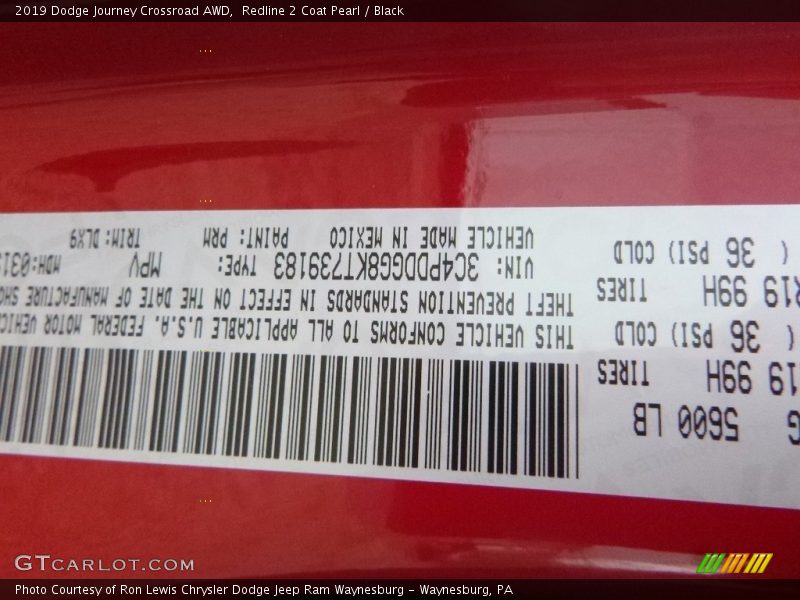 Redline 2 Coat Pearl / Black 2019 Dodge Journey Crossroad AWD