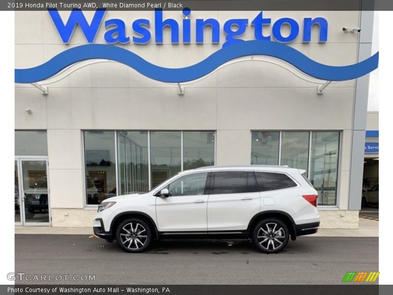 White Diamond Pearl / Black 2019 Honda Pilot Touring AWD