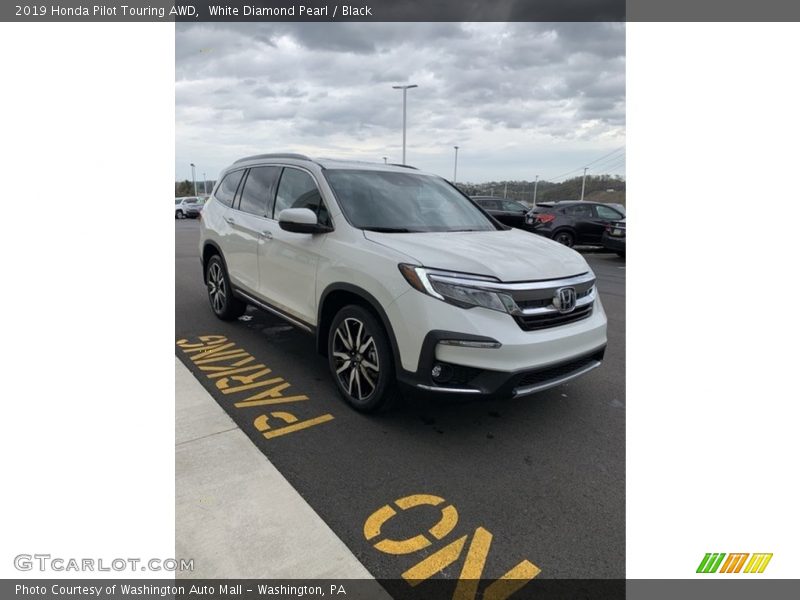 White Diamond Pearl / Black 2019 Honda Pilot Touring AWD