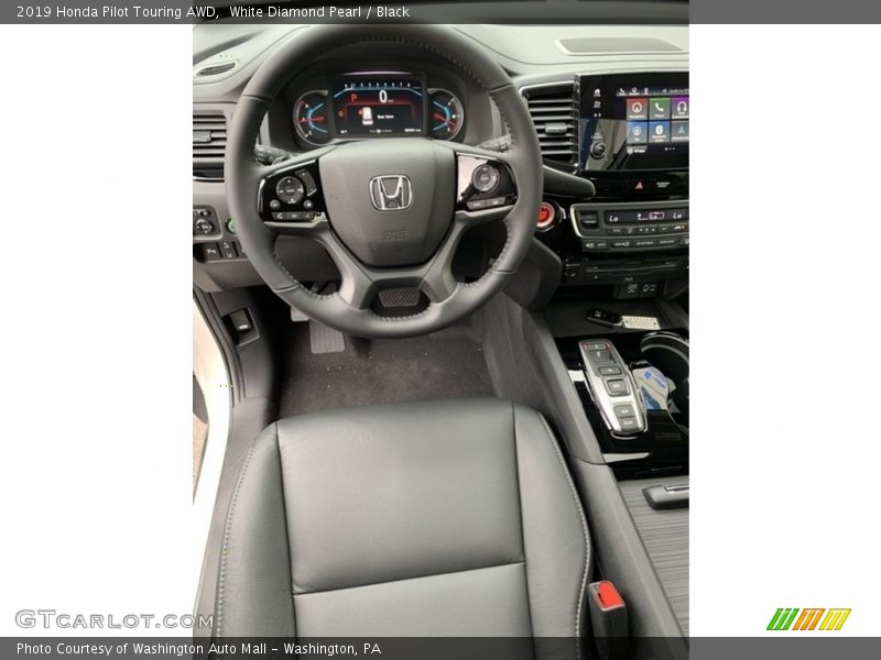 White Diamond Pearl / Black 2019 Honda Pilot Touring AWD