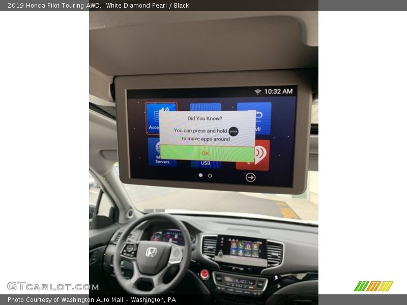 White Diamond Pearl / Black 2019 Honda Pilot Touring AWD