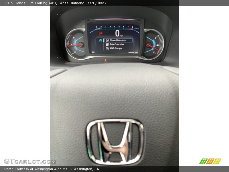 White Diamond Pearl / Black 2019 Honda Pilot Touring AWD