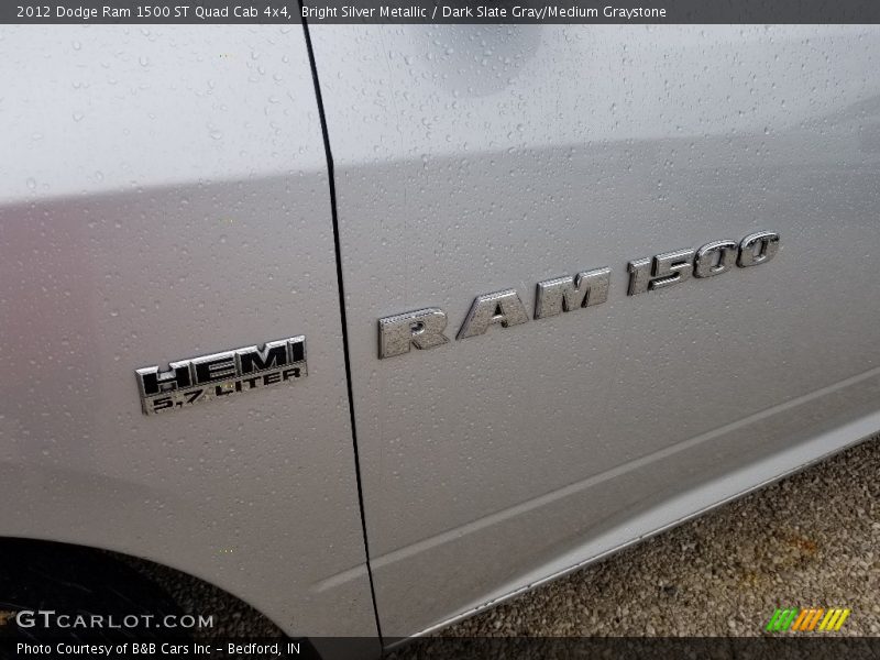 Bright Silver Metallic / Dark Slate Gray/Medium Graystone 2012 Dodge Ram 1500 ST Quad Cab 4x4