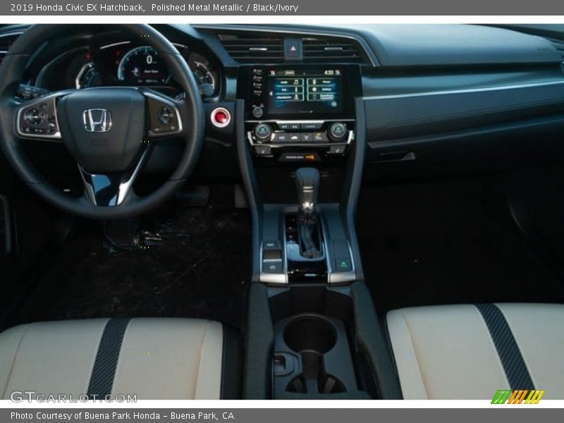Polished Metal Metallic / Black/Ivory 2019 Honda Civic EX Hatchback