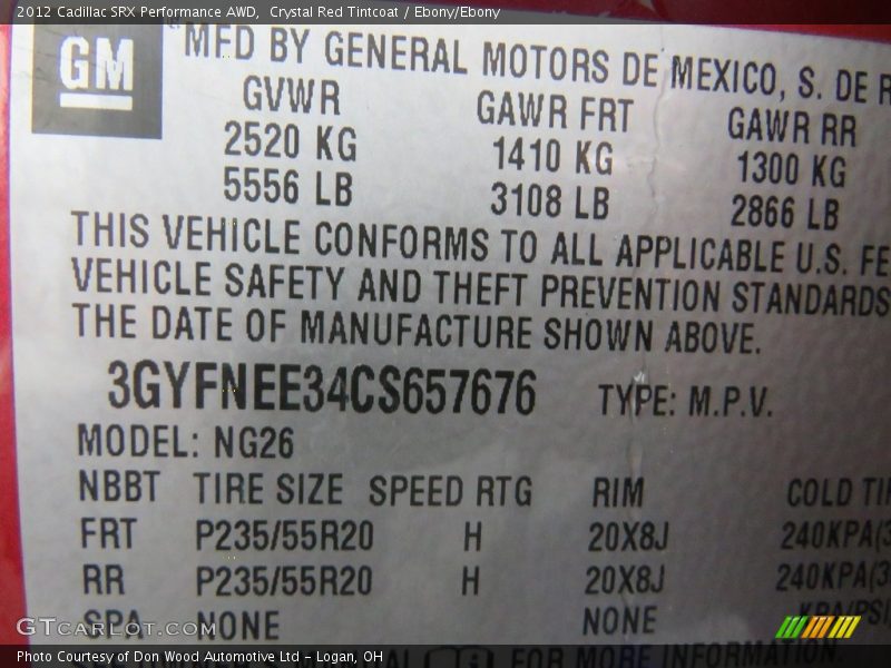 Crystal Red Tintcoat / Ebony/Ebony 2012 Cadillac SRX Performance AWD