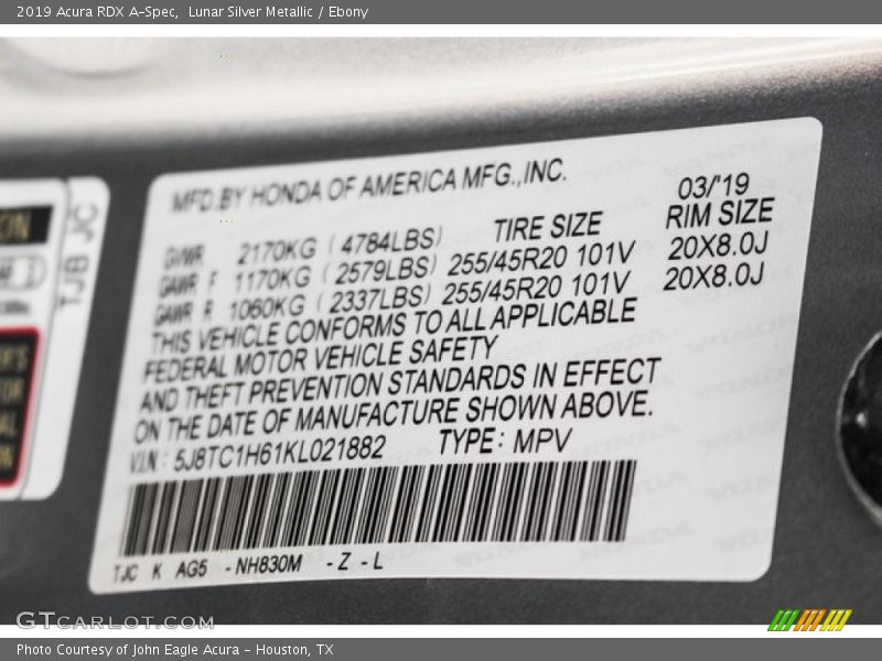 Lunar Silver Metallic / Ebony 2019 Acura RDX A-Spec