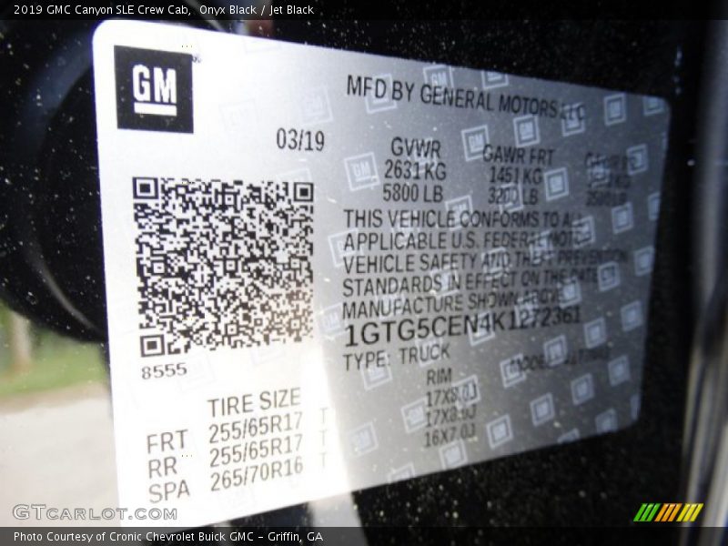 Onyx Black / Jet Black 2019 GMC Canyon SLE Crew Cab