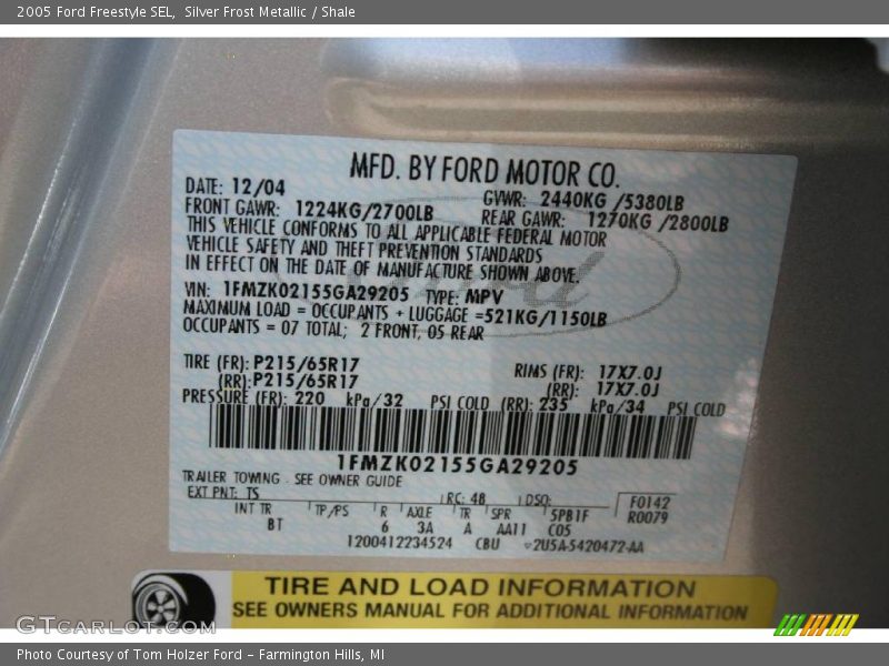 Silver Frost Metallic / Shale 2005 Ford Freestyle SEL