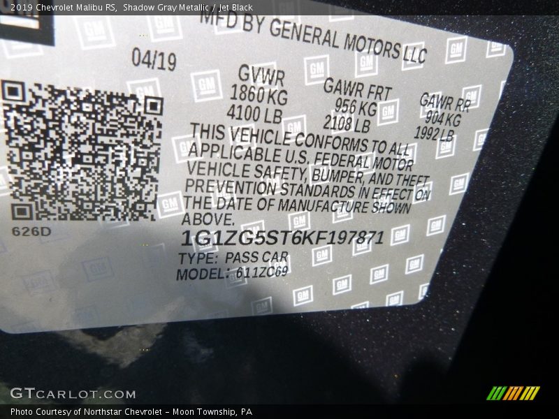 Shadow Gray Metallic / Jet Black 2019 Chevrolet Malibu RS