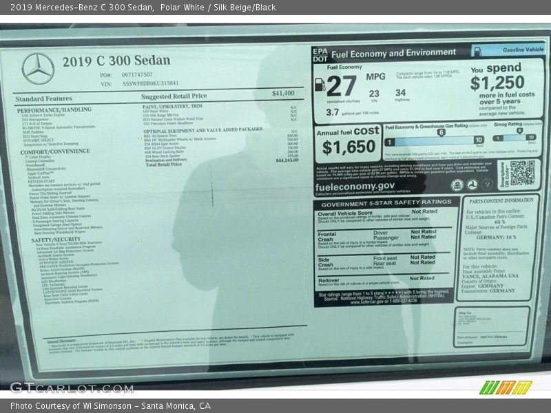 Polar White / Silk Beige/Black 2019 Mercedes-Benz C 300 Sedan