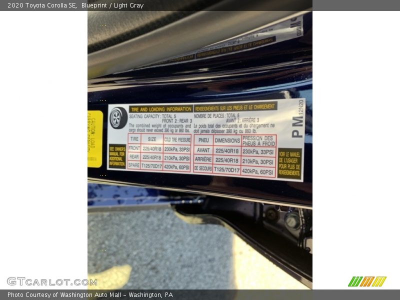 Blueprint / Light Gray 2020 Toyota Corolla SE