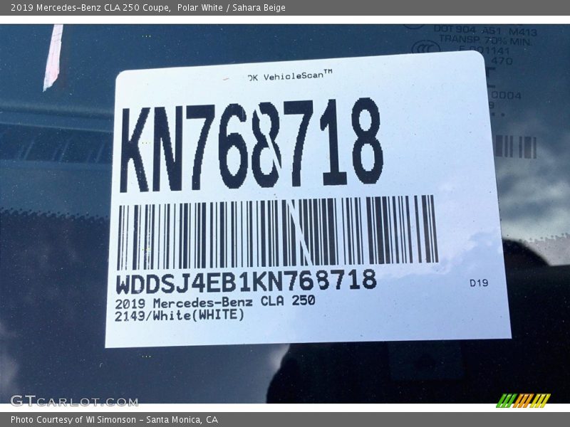 Polar White / Sahara Beige 2019 Mercedes-Benz CLA 250 Coupe