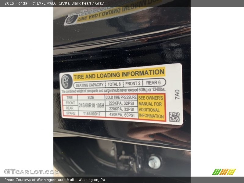 Crystal Black Pearl / Gray 2019 Honda Pilot EX-L AWD