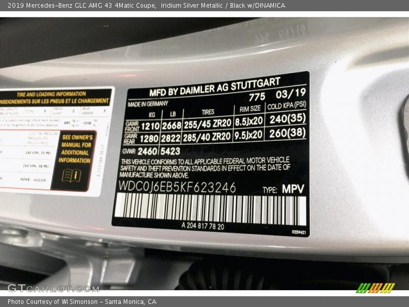 2019 GLC AMG 43 4Matic Coupe Iridium Silver Metallic Color Code 775