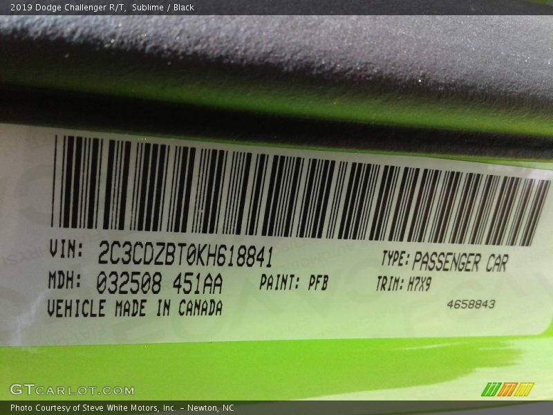 2019 Challenger R/T Sublime Color Code PFB