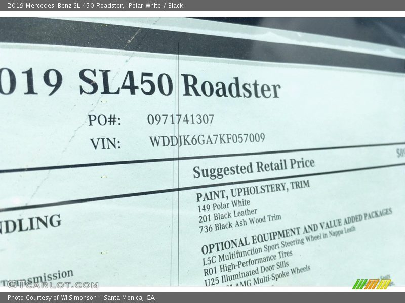 Polar White / Black 2019 Mercedes-Benz SL 450 Roadster