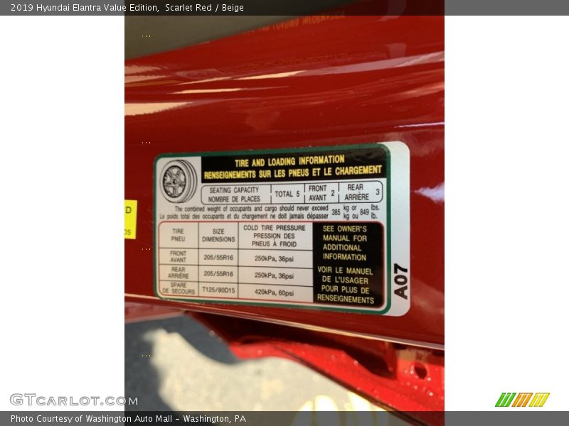 Scarlet Red / Beige 2019 Hyundai Elantra Value Edition