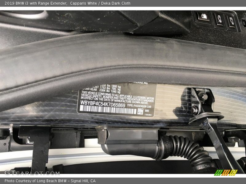 Capparis White / Deka Dark Cloth 2019 BMW i3 with Range Extender