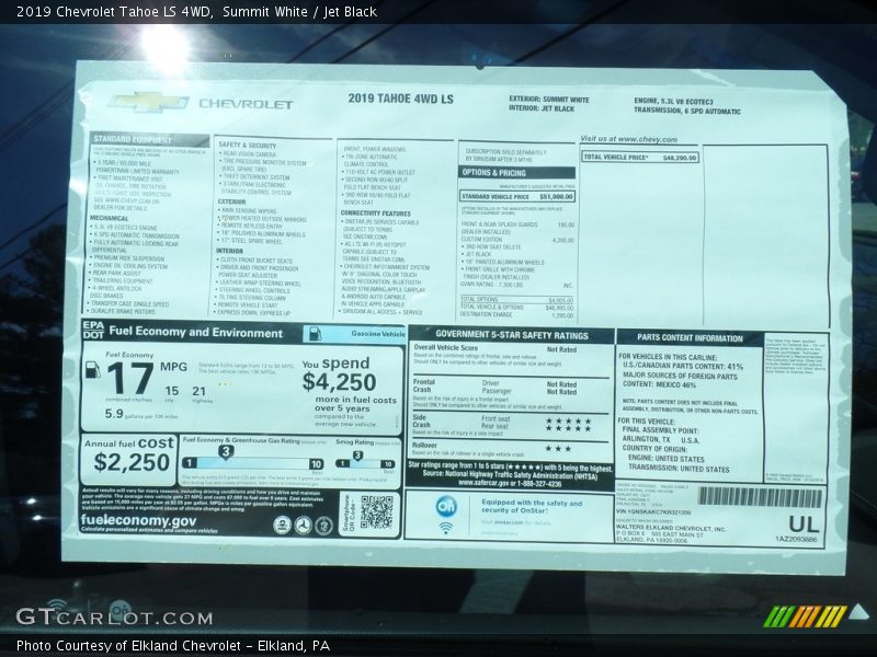 Summit White / Jet Black 2019 Chevrolet Tahoe LS 4WD